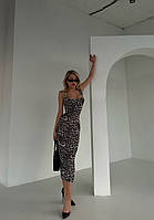 Крутое платье-майка длиной миди леопардовый