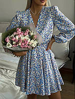 Нежное Летнее Платье в цветочный принт софт голубой