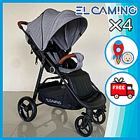 Коляска прогулочная El Camino X4 ME 1024 с чехлом на ножки, дождевик, 95х57х110 см Серый PRO_120