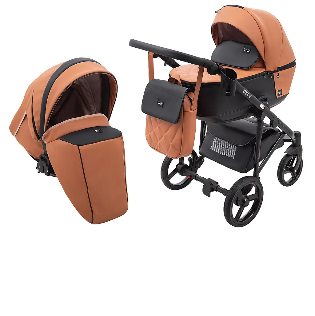 Коляска 2 в 1 Bair City ECO 38 карамель чорний, фото 1