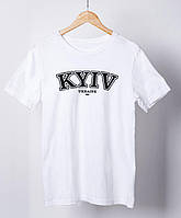 Необычный оригинальный подарок женская футболка с патриотическим принтом "KYIV Ukraine 482" белая PRO_330