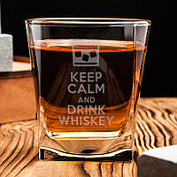 Стакан для виски "Keep calm and drink whiskey", англійська, Крафтова коробка PRO_370