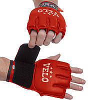 Рукавички для змішаних єдиноборств MMA шкіряні VELO ULI-4024 розмір S колір червоний mn