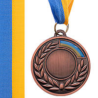 Заготовка медали с лентой Zelart UKRAINE с украинской символикой C-3241 цвет бронзовый js