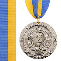 Медаль спортивная с лентой Zelart BOWL C-6402 цвет серебряный js