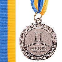 Медаль спортивная с лентой STAR C-2940 цвет серебряный js