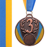 Медаль спортивная с лентой Zelart UKRAINE с украинской символикой C-4339 цвет бронзовый js