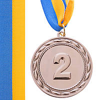 Медаль спортивная с лентой Zelart ABILITY C-4841 цвет серебряный mn