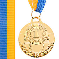 Медаль спортивная с лентой Zelart AIM C-4842 цвет золотой mn