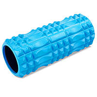 Роллер массажный цилиндр (ролик мфр) заполненный пеной 33см Grid Spine Roller Zelart FI-5712 цвет синий js