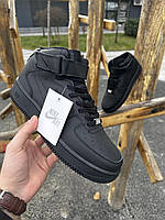 Зимние Кроссовки мужские Nike Air Force ЛИЦЕНЗИЯ (black) PRO_1300