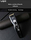 Машинка для стриження волосся тример VGR акумуляторна портативна G-040, фото 10