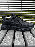 Кроссовки мужские Adidas Ozweego (черные, кожаные) PRO_850