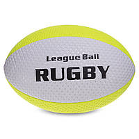 Мяч для регби RUGBY Liga ball Zelart RG-0391 цвет белый-салатовый js