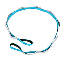 Стрічка стропа з петлями для розтяжки Stretch Strap Zelart FI-8369 колір блакитний mn