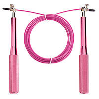 Скакалка скоростная Кроссфит с подшипником и стальным тросом с алюминиевыми ручками CIMA CM-J601 цвет розовый