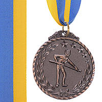 Медаль спортивная с лентой Zelart Бильярд C-7017 цвет бронзовый js