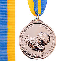 Медаль спортивная с лентой Zelart Футбол C-7011 цвет серебряный mn