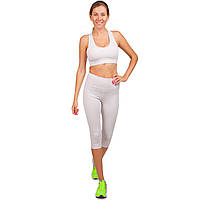 Костюм спортивный женский для фитнеса и тренировок лосины и топ V&X WX1177-QK1176 размер L цвет белый js