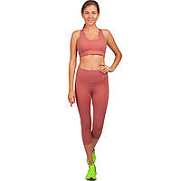 Костюм спортивный женский для фитнеса и тренировок лосины и топ V&X WX1177-QK1176 размер S цвет терракотовый