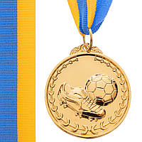 Медаль спортивная с лентой Zelart Футбол C-7011 цвет золотой js