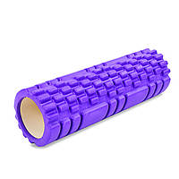 Роллер массажный цилиндр (ролик мфр) 45см Grid Combi Roller Zelart FI-6675 цвет фиолетовый js