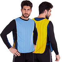 Манишка для футбола двусторонняя мужская с резинкой Zelart CO-0792 цвет голубой-желтый js