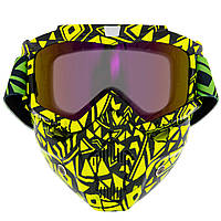 Защитная маска-трансформер очки пол-лица Zelart MZ-S цвет салатовый-черный js