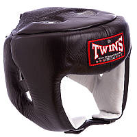 Шлем боксерский открытый с усиленной защитой макушки кожаный TWINS HGL4 размер XL цвет черный mn