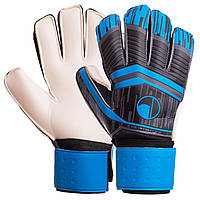 Перчатки вратарские с защитой пальцев Zelart FB-900 размер 9 цвет черный-синий js
