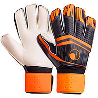 Перчатки вратарские с защитой пальцев Zelart FB-900 размер 10 цвет черный-оранжевый js