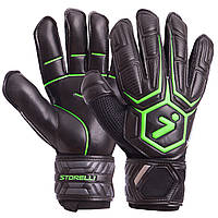 Перчатки вратарские с защитой пальцев STORELLI Zelart FB-905 размер 10 цвет черный-зеленый js