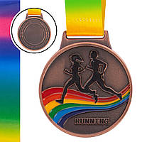 Медаль спортивная с лентой цветная Zelart Бег C-0337 цвет бронзовый js