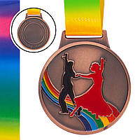 Медаль спортивная с лентой цветная Zelart Танцы C-0339 цвет бронзовый js