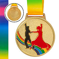 Медаль спортивная с лентой цветная Zelart Танцы C-0339 цвет золотой js