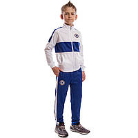 Костюм спортивный футбольный детский CHELSEA LIDONG LD-6132K-CH размер 26, рост 125-135 цвет белый-синий js