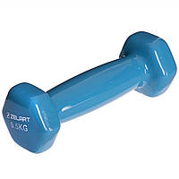 Гантель для фитнеса с виниловым покрытием Zelart TA-2777-0_5 цвет голубой js