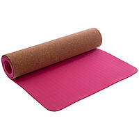 Коврик для йоги пробковый каучуковый Zelart FI-2433 цвет розовый js