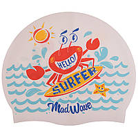 Шапочка для плавания детская MadWave Junior SURFER M057912 цвет белый js