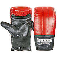 Снарядные перчатки кожаные BOXER 2014 размер L цвет красный-черный mn