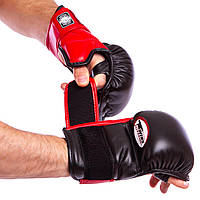 Перчатки для смешанных единоборств кожаные TWINS GGL-1 размер M цвет черный-красный mn