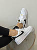 Жіночі та чоловічі кросівки Nike Air Force Gold Swoosh Взуття Найк Аір Форс Свуш білі шкіра унісекс демісезон, фото 9