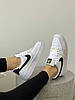 Жіночі та чоловічі кросівки Nike Air Force Gold Swoosh Взуття Найк Аір Форс Свуш білі шкіра унісекс демісезон, фото 10