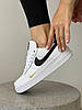 Жіночі та чоловічі кросівки Nike Air Force Gold Swoosh Взуття Найк Аір Форс Свуш білі шкіра унісекс демісезон, фото 8