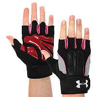 Перчатки для фитнеса и тяжелой атлетики UAR BC-2682 размер XL цвет черный-розовый mn