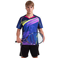 Комплект одежды для тенниса мужской футболка и шорты Lingo LD-1811A размер L цвет темно-синий-фиолетовый js