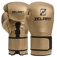Перчатки боксерские Zelart BO-1391 размер 10 унции цвет золотой mn
