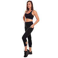 Костюм спортивный женский для фитнеса и тренировок лосины и топ V&X YW65-KW56 размер M цвет черный js