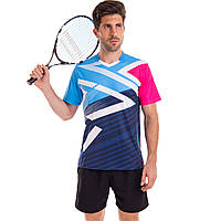 Комплект одягу для тенісу чоловічої футболки та шорти Lingo LD-1840A розмір 4XL колір блакитний-білий mn