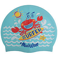 Шапочка для плавания детская MadWave Junior SURFER M057912 цвет голубой mn